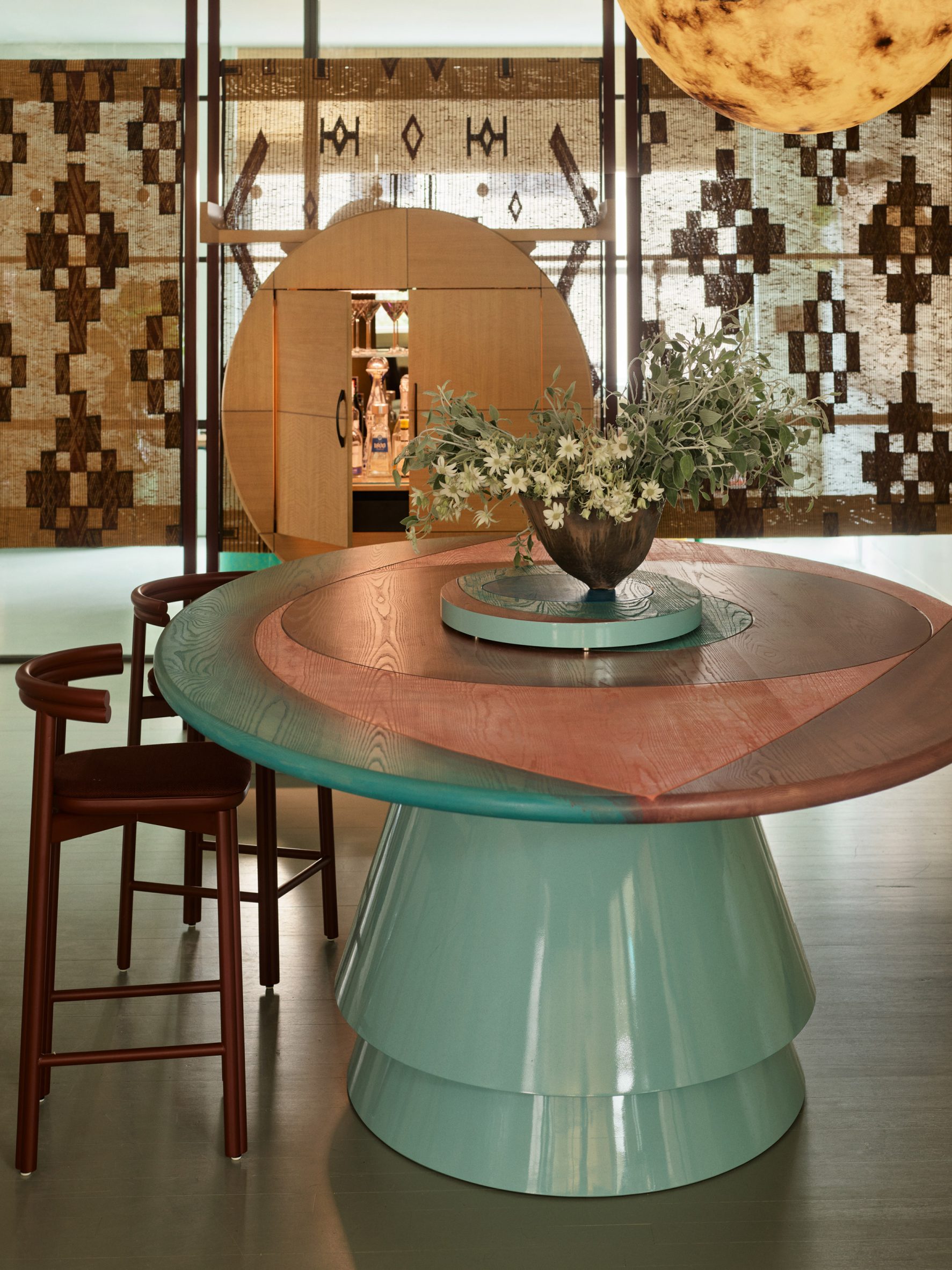 Table with eye motif