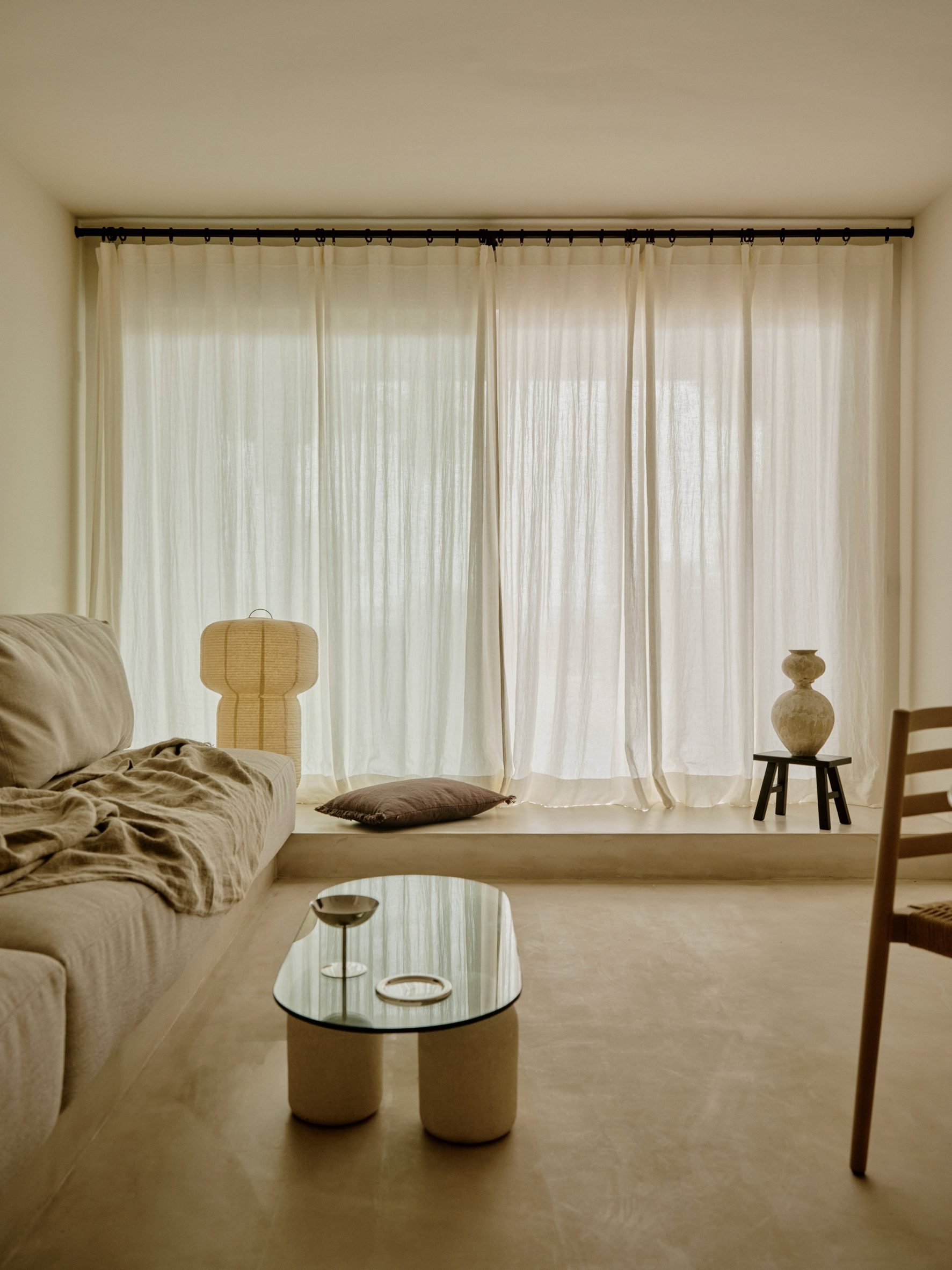 Living space with large window at one end