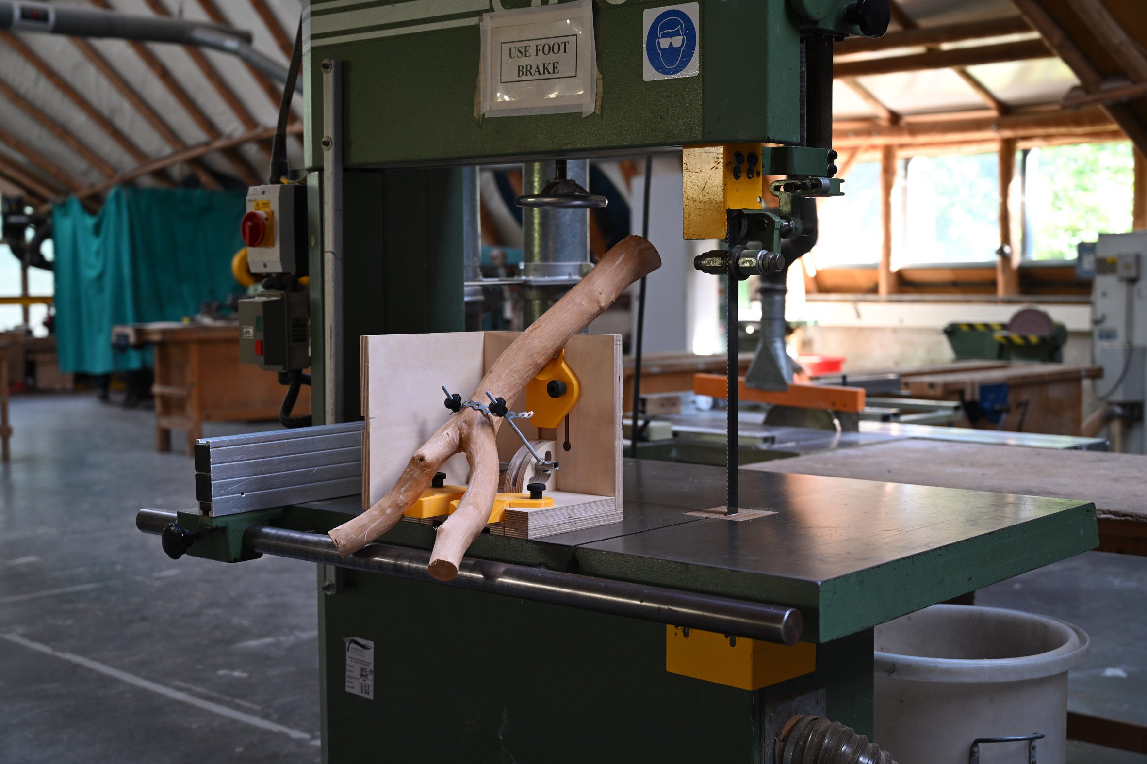 Photo of a jig holding a tree fork in place