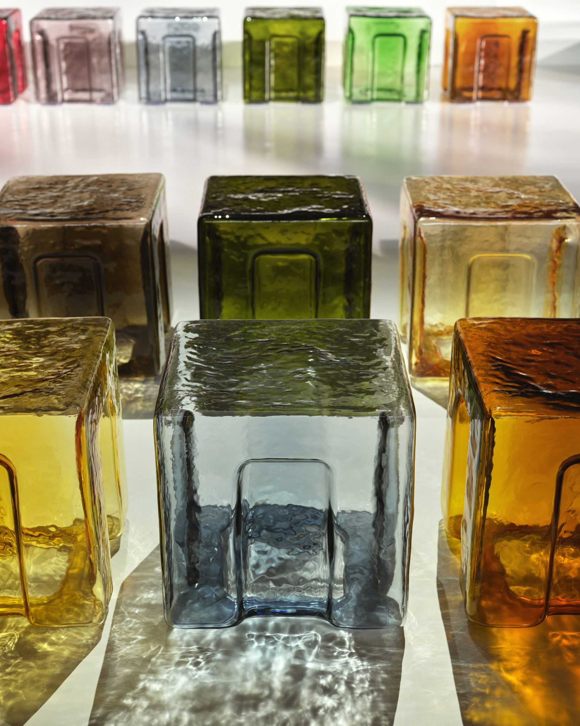Colourful glass seats