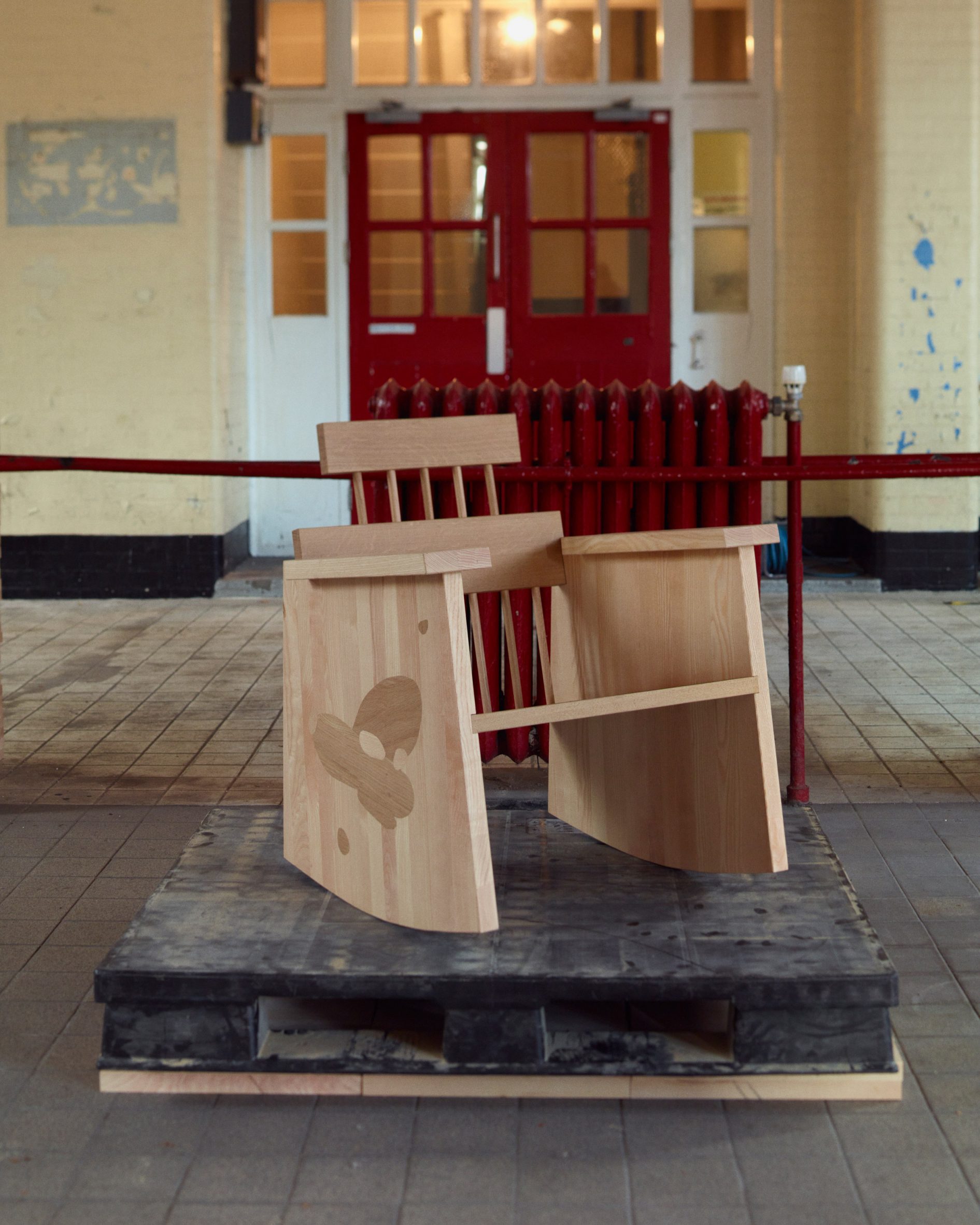 Lewis Kemmenoe rocking chair from Max Radford Gallery x Ercol's Grain Pile exhibition at London Design Festival 2025
