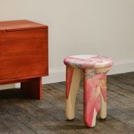High Tide pink marbled table by Brogan Cox and Nat Maks