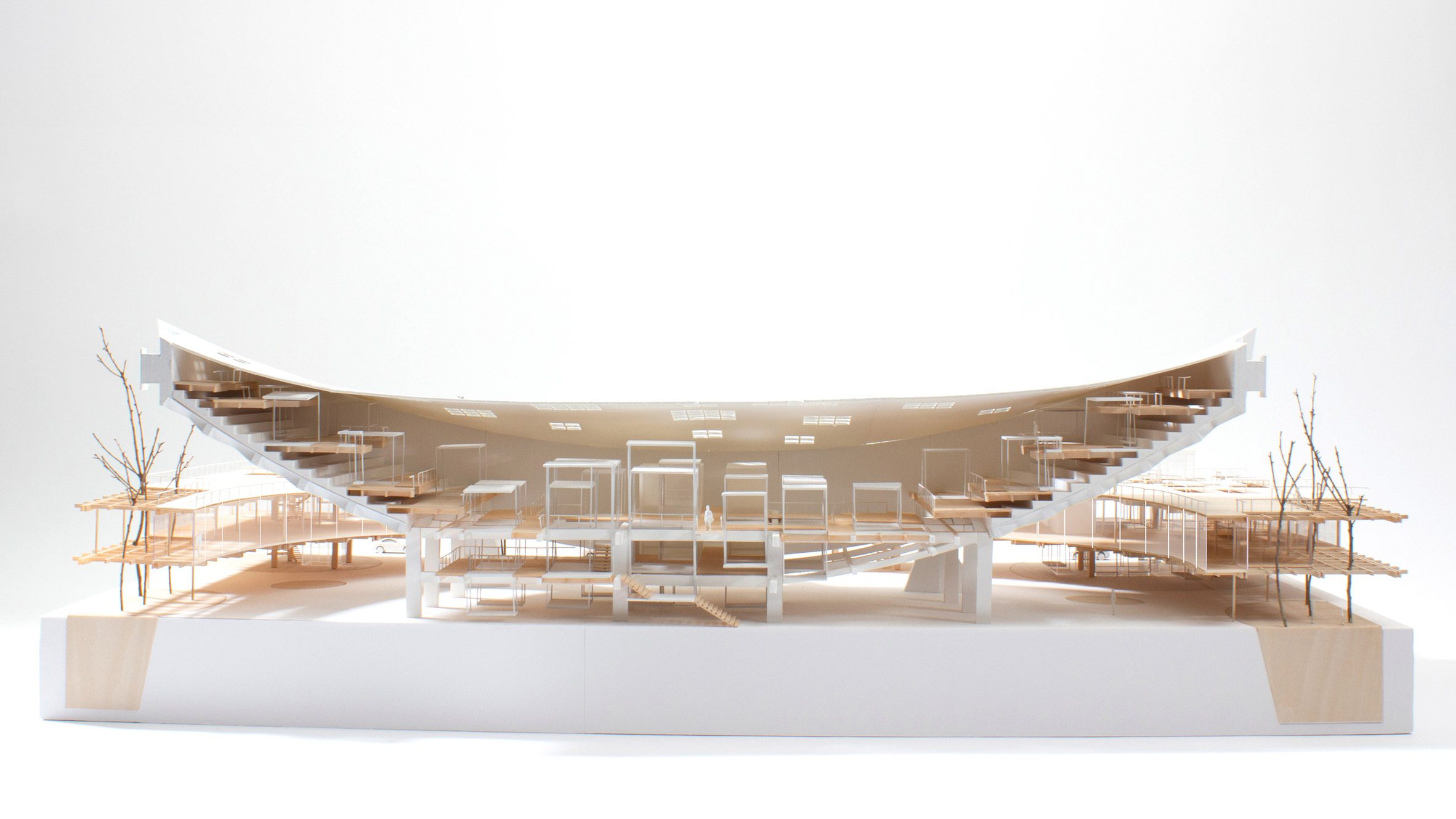 Model of Ethan Akiyama Poh's reimagined gymnasium in Japan by Kenzo Tange