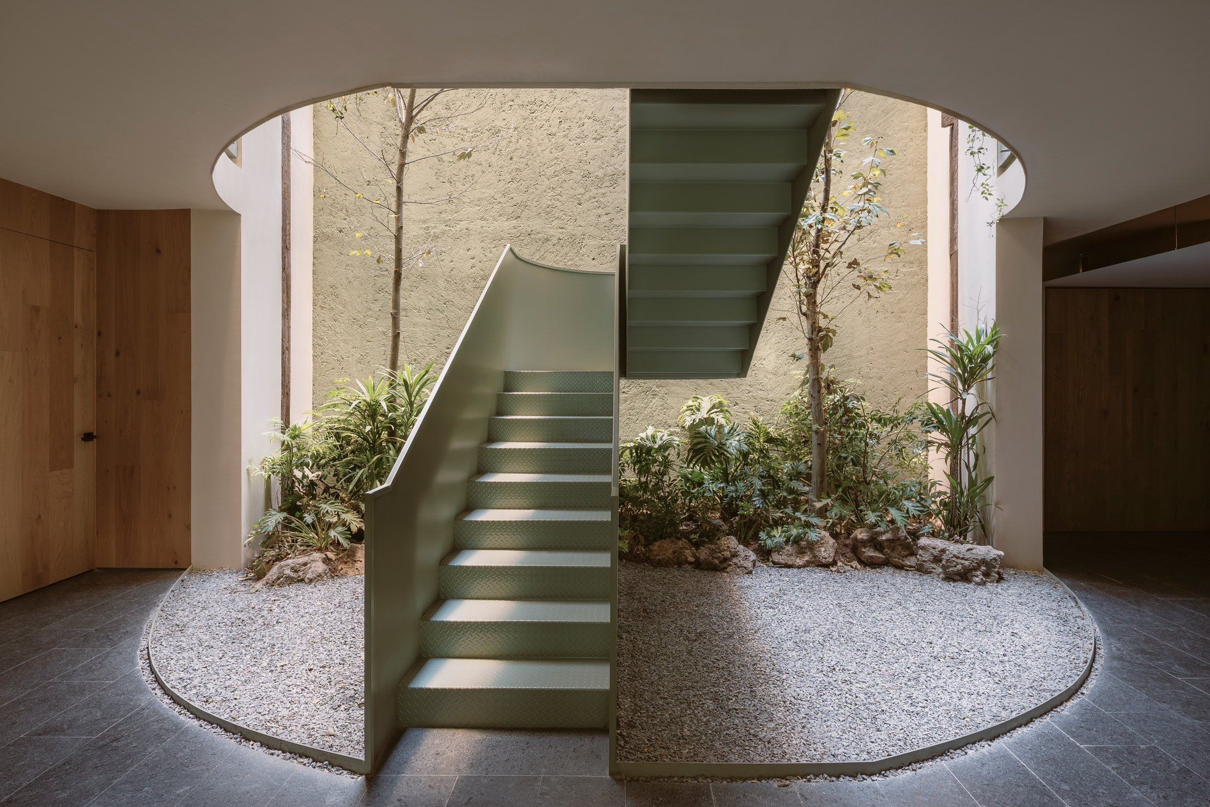 Staircases within the timber building