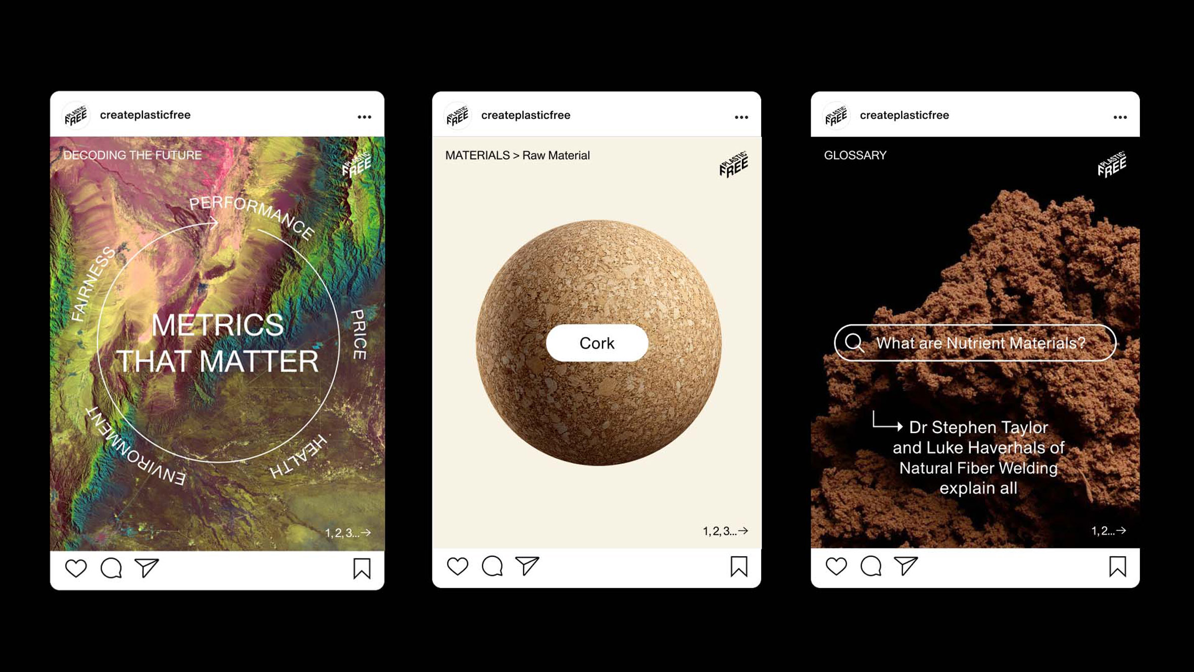 Social posts about different plastic alternatives by A Plastic Planet